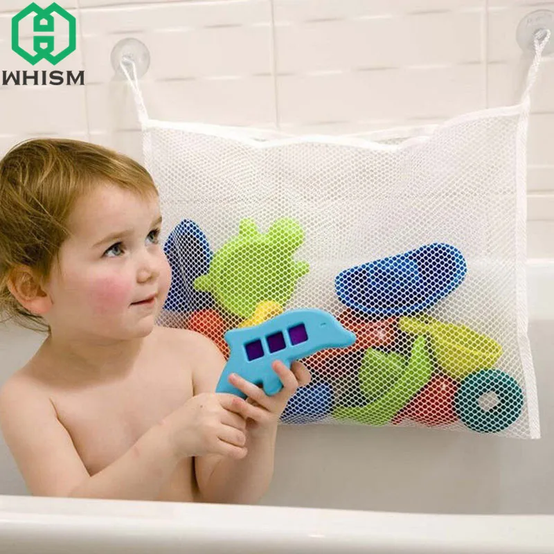 WHISM الاطفال حمام لعبة حقيبة التخزين الالتصاق تنفس حقيبة للطي ألعاب الأطفال حامل حاوية شبكية جدار جبل الحمام المنظم