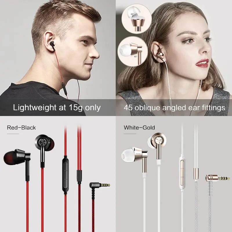 1MORE 1M301 Dynamic Driver In-Ear Earphone Headset with Mic for phone Ergonomic Comfort Balanced Sound Tangle-Free Cable