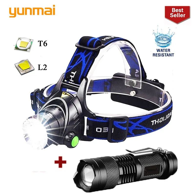 

XML L2 8000LM LED Head Lamp Headlamp T6 6000LM Head Light Lamp Torch Lantern Light for Hunting Headlight use 2*18650 battery