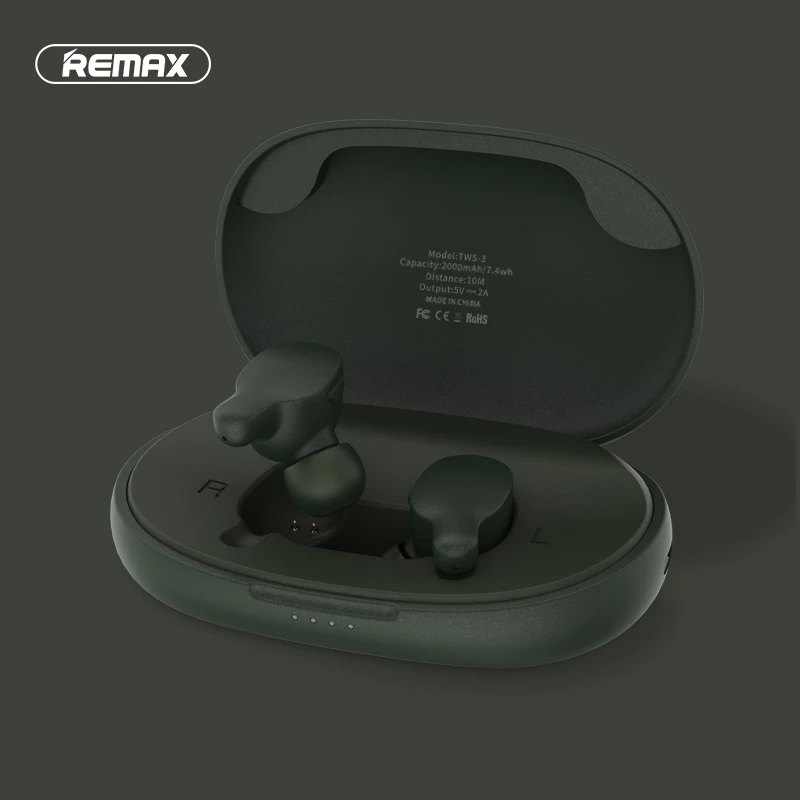 Беспроводная гарнитура Remax TWS 3 Bluetooth наушники вкладыши Twins с зарядным боксом