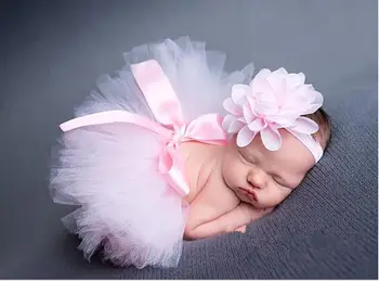 

Newborn Baby Headband dress flower+Tutu Skirt Girls Photographic Outfit