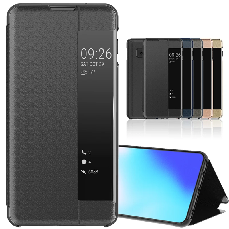 

Smart Window View Leather Flip Case For Samsung Galaxy S10 Plus S10E Note 9 S9 S8 S7 Edge J4 J6 A6 A7 A9 2018 Phone Case Cover