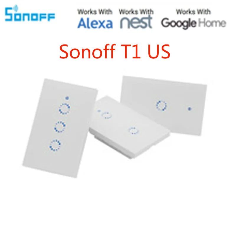 

Sonoff T1 US UK EU Smart Home With Google Home Alexa WiFi RF / APP / Touch Control Wall Light Switch 1 /2 /3 Gang Light Switch