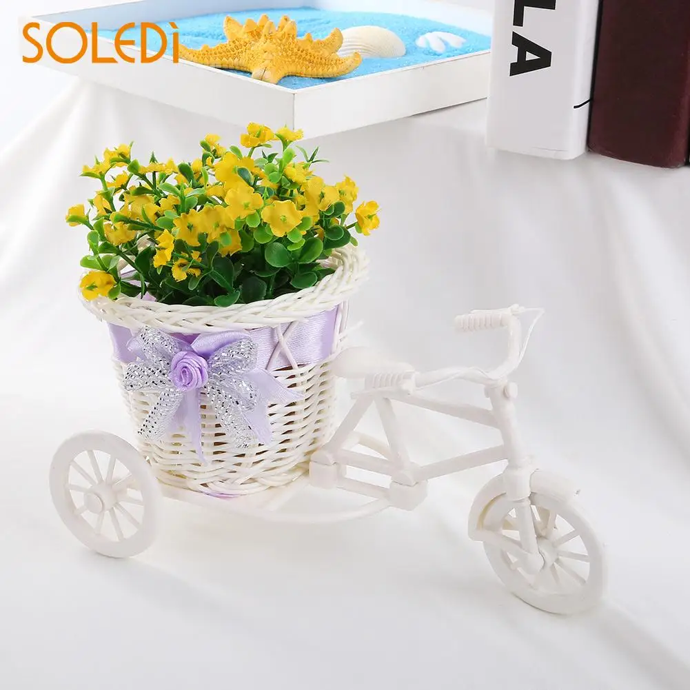

Rattan Tricycle Bike Basket Garden Wedding Party Bedroom Vase Storage Decoration