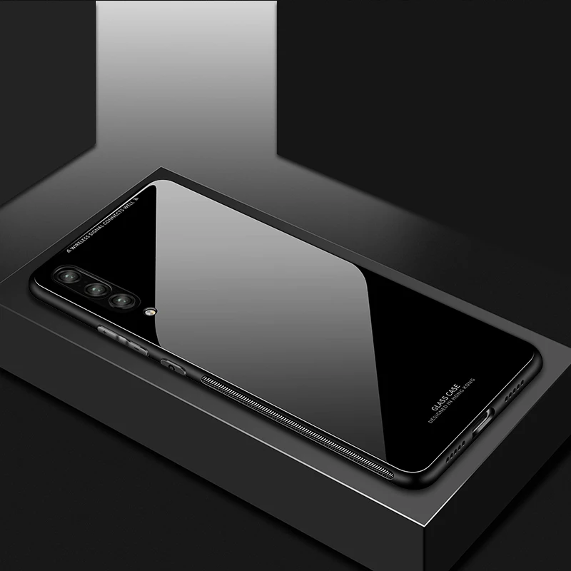 For-Huawei P30 Case-Luxury-Slim-Fit-Glossy-Tempered-Glass-Soft-Silicone-Frame (7)