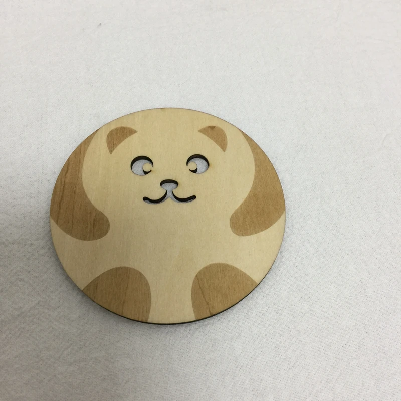 5pcs animal engraved wood cup coaster round tea wood coaster (2)