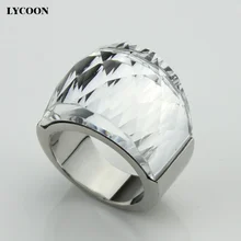 ¡ Venta caliente! LCYOON Austriacos Genuinos grandes Anillos de cristal de alta calidad anillo de bodas del acero Inoxidable 316L de la manera para las mujeres R0614