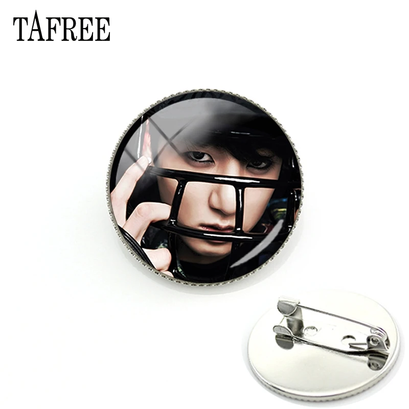 

TAFREE BTS Brooch Idols Group Pins Vintage Round Glass cabochon dome New fashion cool boys music lover charms Jewelry BTS202