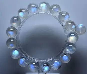 

free shipping 12.5mm Natural Blue Light Moonstone Crystal Clear Beads Bracelet