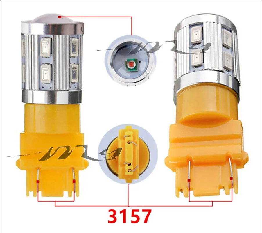 2 шт. 3157 3156 светодиодный высокой мощности 5730 светодиодный Желтый Янтарный сигнал поворота белый P27W T25 автомобильные лампы красный P27/7 W Автомобильный светильник источник 12v