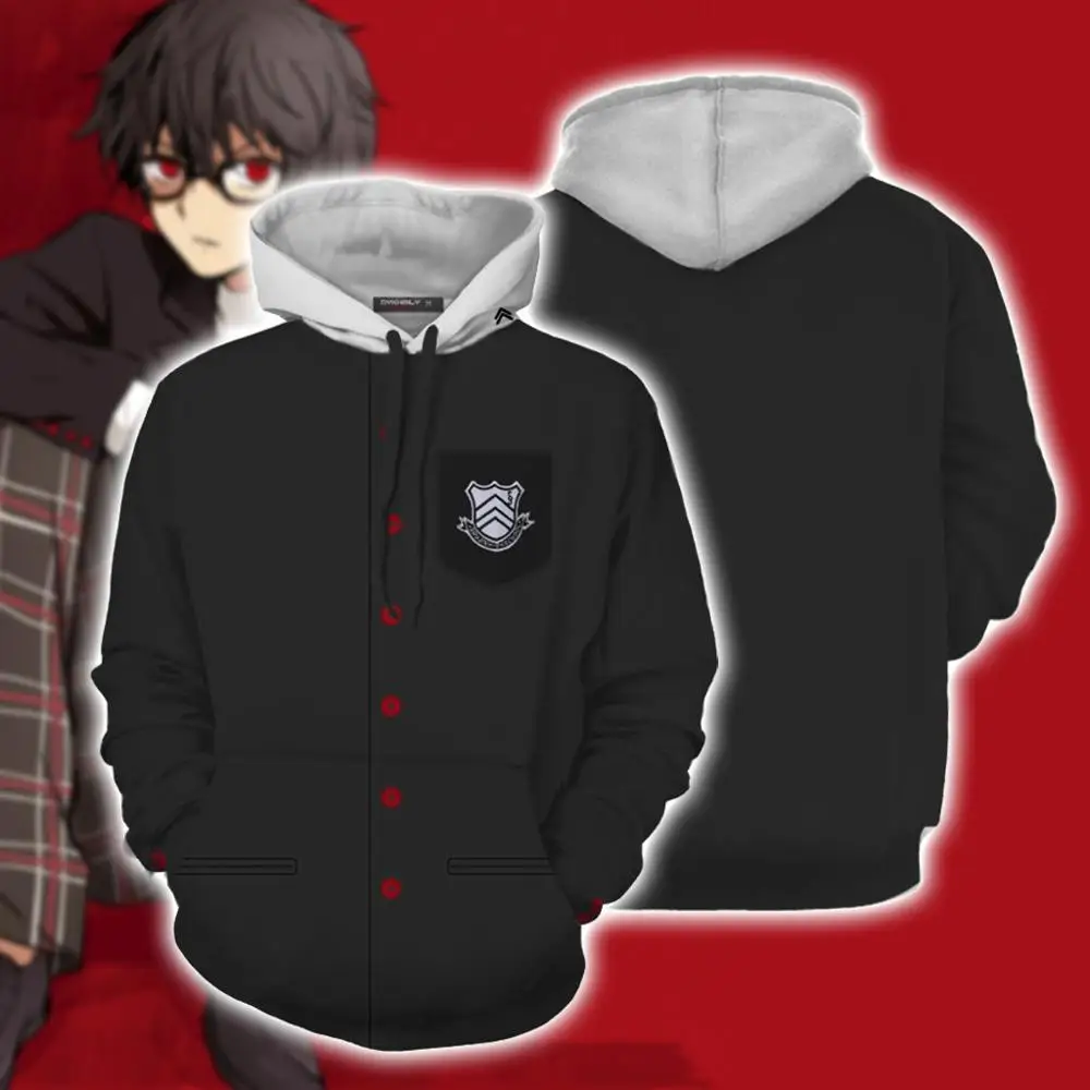 Аниме Persona 5 Akira Kurusu Косплей-костюмы с капюшоном принтом толстовки женские мужские