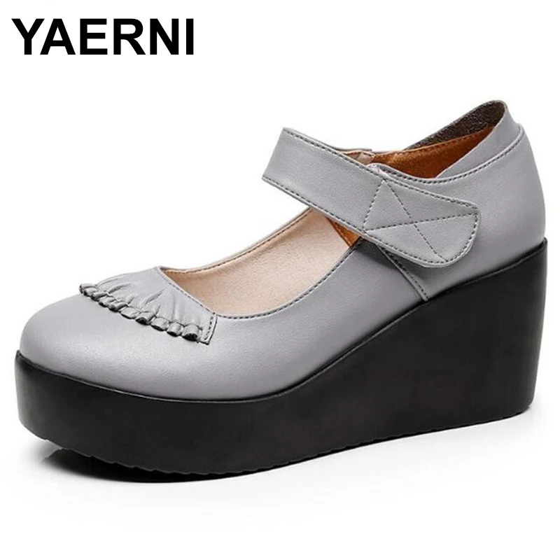 YAERNI/Новинка 2018 года Элегантная удобная весенняя обувь Женская на высоком каблуке