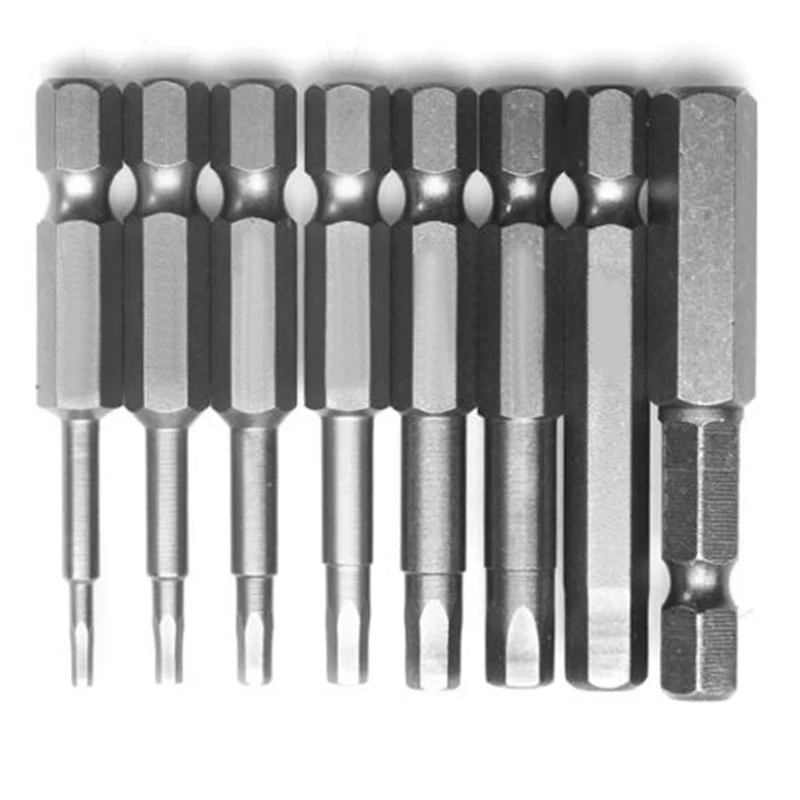 8pcs Magnetic Hexagon Screwdriver Bit S2 Steel 1/4 Inch Hex Shank  Screw Drivers Set 50mm Length H1.5-H8