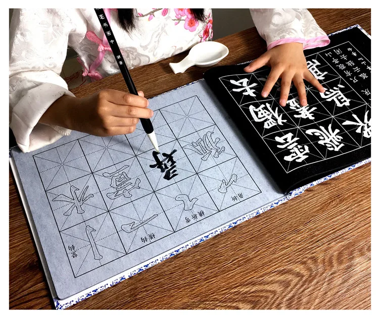 Китайская традиционная каллиграфическая ручка, обычный скрипт, кисточки для письма, копировальная книга, набор одежды для письма