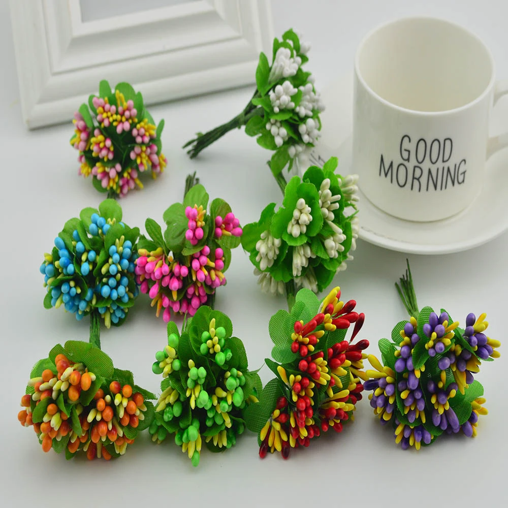 10 個slikおしべ花束diy手仕事花冠ホーム結婚式の装飾の花嫁ヘッドドレススクラップブッキングボックスギフト人工花 Aliexpress