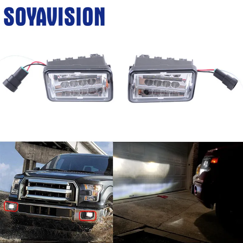 

Upgrade Square 2Pcs LED Fog Light For Ford F150 2015 - 2017 Projector LED Front Fog Light With DRL Light
