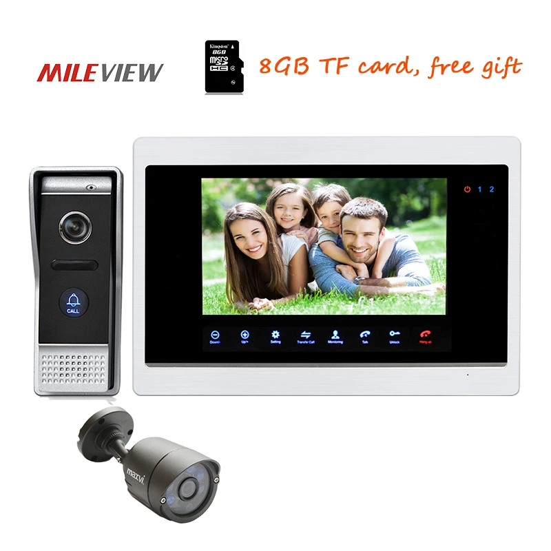 Бесплатная доставка 720 P AHD 10 "Экран телефон видео домофон разблокировать запись Системы двери Камера обнаружения движения CCTV наблюдения