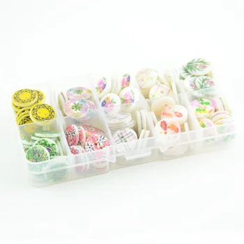 

free shipping 50 PCS 15MM seashell buttons 10 designs floral printed flat back 2 holes natural clothing craft children button S1