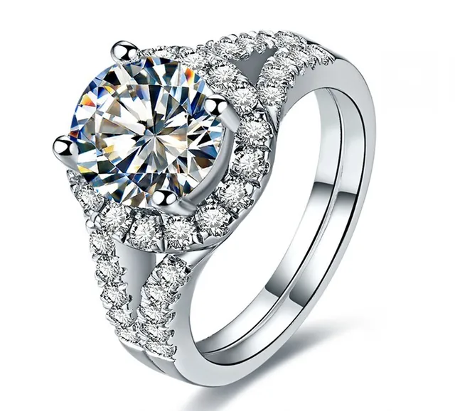 valentine gift 2ct round cut luxury simulate diamond ring wedding ring g18k au750 white gold jewelry - White Gold Wedding Rings For Her valentine gift 2ct round cut luxury simulate diamond ring wedding ring g18k au750 white gold jewelry - White Gold Wedding Rings For Her
