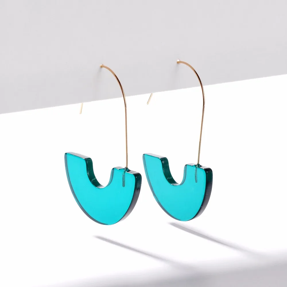 

Spring Summer Bright Color Transparent Acrylic Hoop Earring Clear Resin Drop Earrings Jewelry for Women