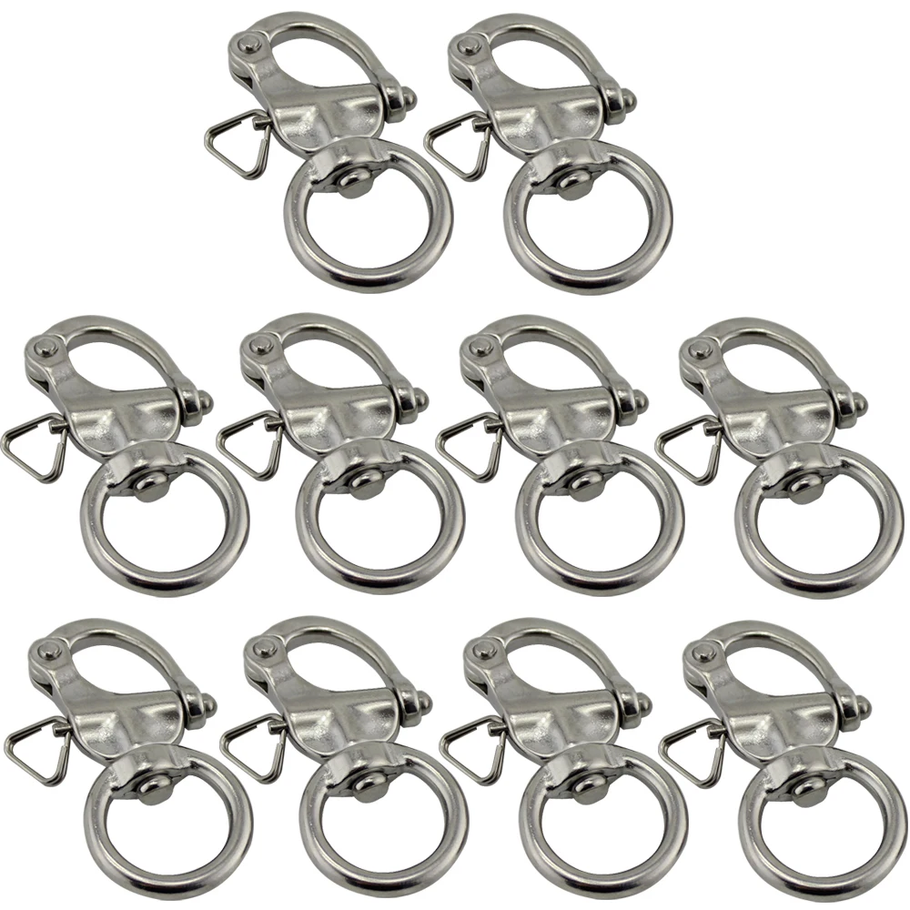 Stainless Boat Round Ring Swivel Snap Shackle Marine Quick Release Shackles with Round Ring Camera Belt Aecessory 10pcs 76mm stainless boat round ring swivel snap shackle marin quick release shackles with round ring camera belt aecessory 5pcs 65mm