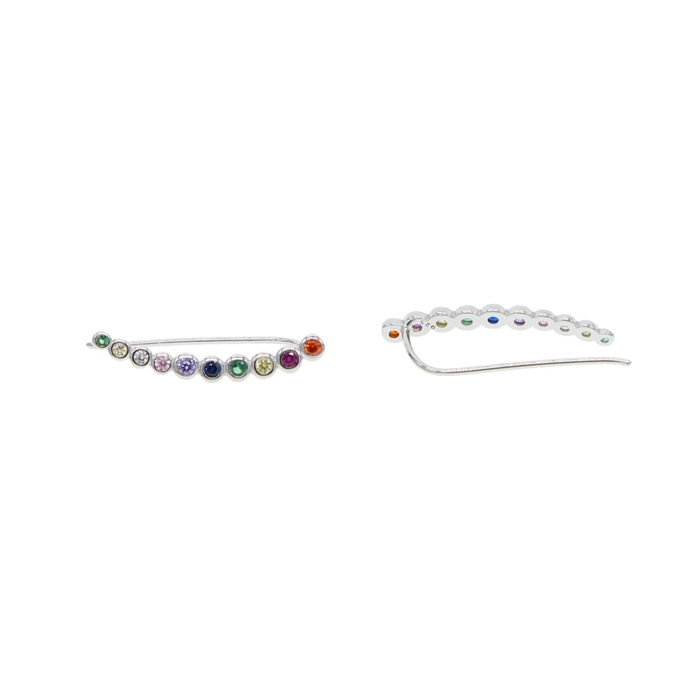2018 bling AAA zirconia sparking factory promotion long ear wire climber 925 silver multicolored cz women long earrings