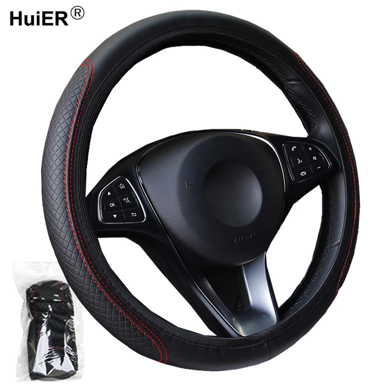 

Fashion 6 Colors Car Steering Wheel Cover Volant Artificial Leather Braid on the Steering-wheel Funda Volante Auto Car Styling