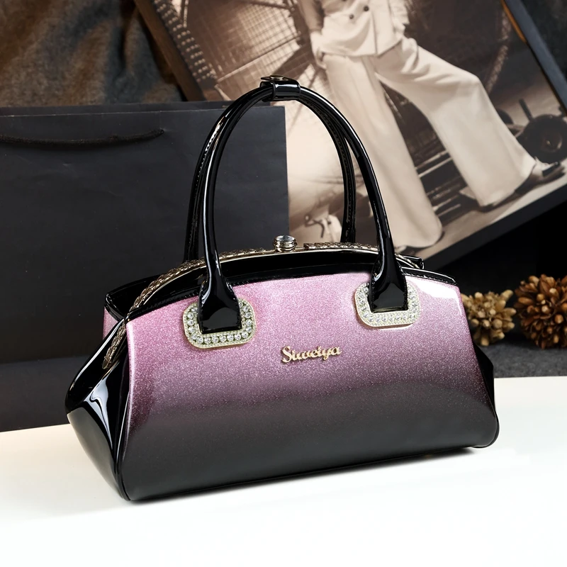 Новая модная сумка с верхней ручкой, яркая сумка из лакированной кожи, женские кожаные сумки, женские сумки известных брендов, bolsas - Цвет: Purple 1