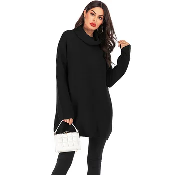 

Acrylic Soft Crochet Women Sweater 2019 Fashion Mid-Long Style Loose Women Sweater Winter Outwear Ladies Turtleneck Warm Sweater