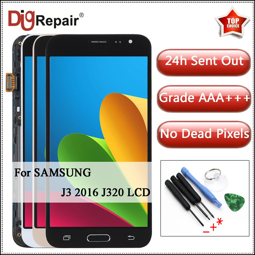 

For SAMSUNG GALAXY J3 2016 J320F J320FN J320M LCD Display Digitizer Touch Screen With Frame J320f lcd For SAMSUNG j3 2016 lcd