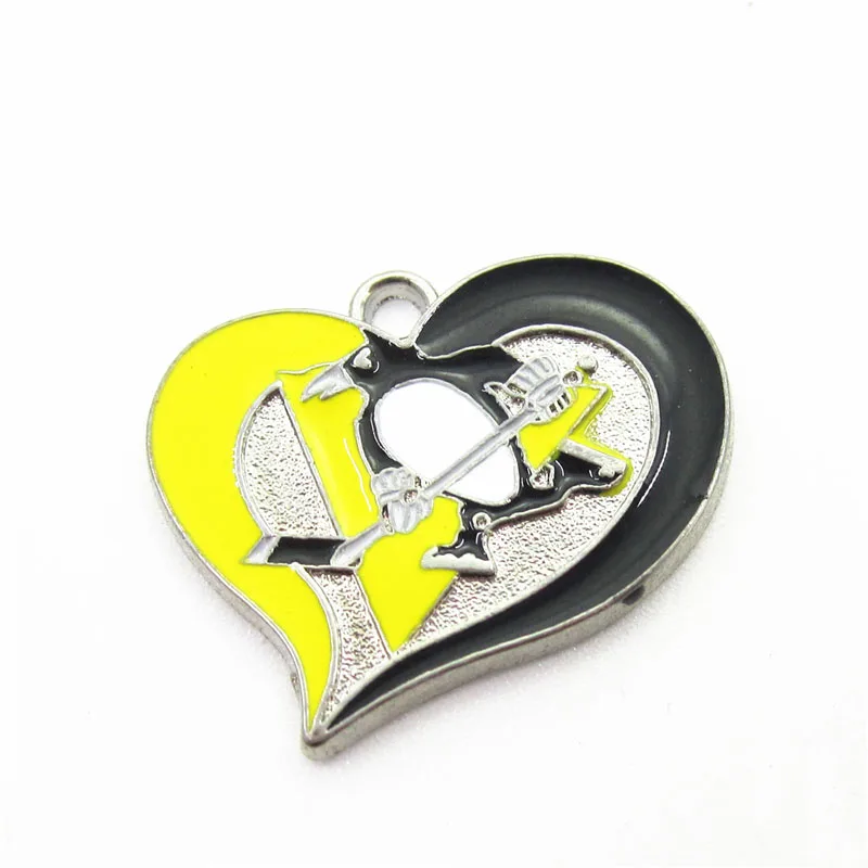 

Ice Hockey Team 10pcs/lot Heart Penguins Dangle Charms Ice Hockey Sports Charms Diy Jewelry Accessory Hanging Floating Charms