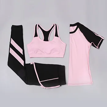 

Fanceey 3 Pieces Women Fitness Yoga Set T-Shirt Sports Bra Leggings Gym Clothes