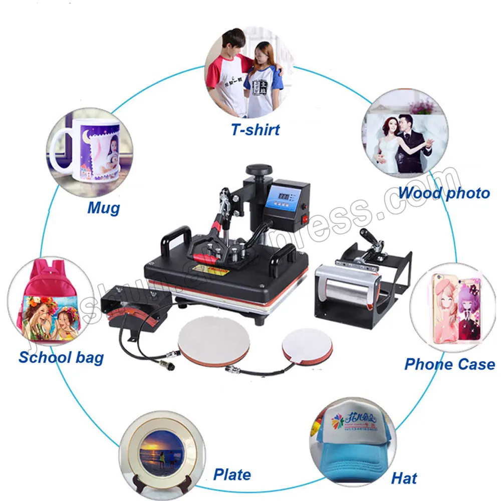 

5 in 1 Combo Heat Press Machine, Thermal Transfer Machine, Heat Press Printer for Hat,Bag,Cap,Mug,Plate,T-shirts Printing