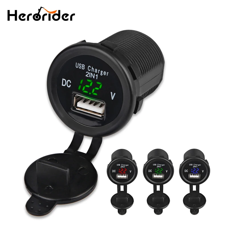 Herorider водонепроницаемый 12V 2.1A USB Автомобильное зарядное устройство для мотоцикла
