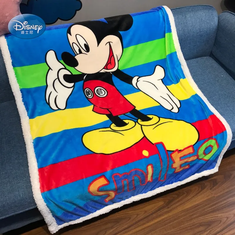 Одеяло disney Mickey mouse из кораллового флиса с шерпой и подложкой, 100x140 см, покрывало для малышей, детей, на кровать, кроватку/диван, осенне-зимнее одеяло