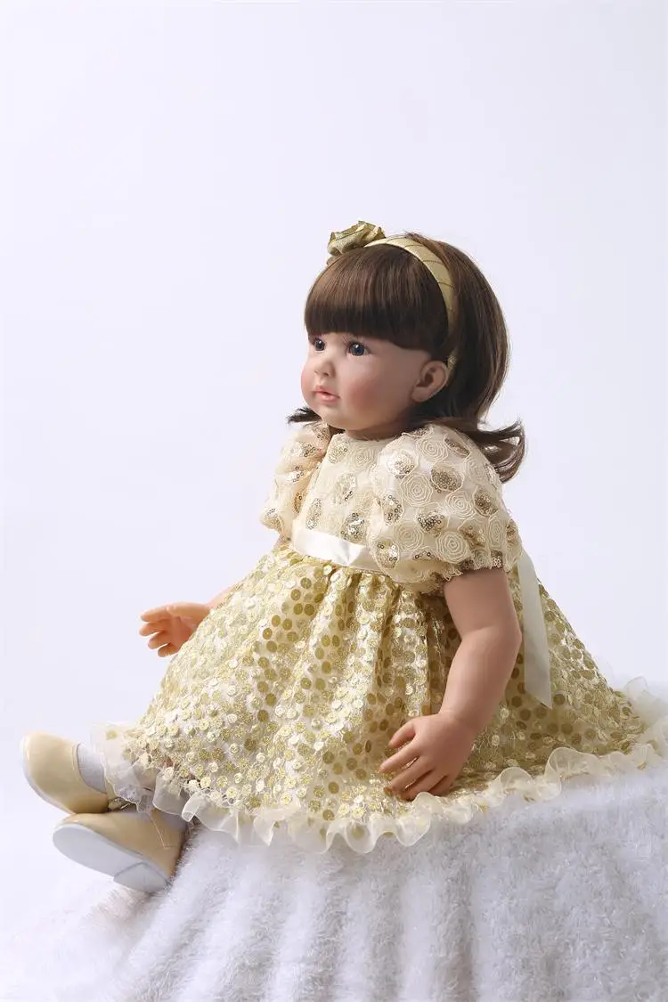 55 см силиконовая кукла для новорожденных игрушки принцессы малышей с золотым