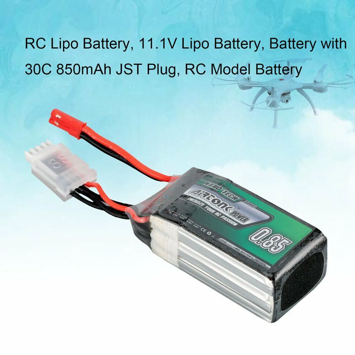 Airtonk мощность 11,1 В 850 мАч 60*28*22 мм 30C 3 S 1 P Lipo батарея Jst Разъем для Rc Drone автомобиля
