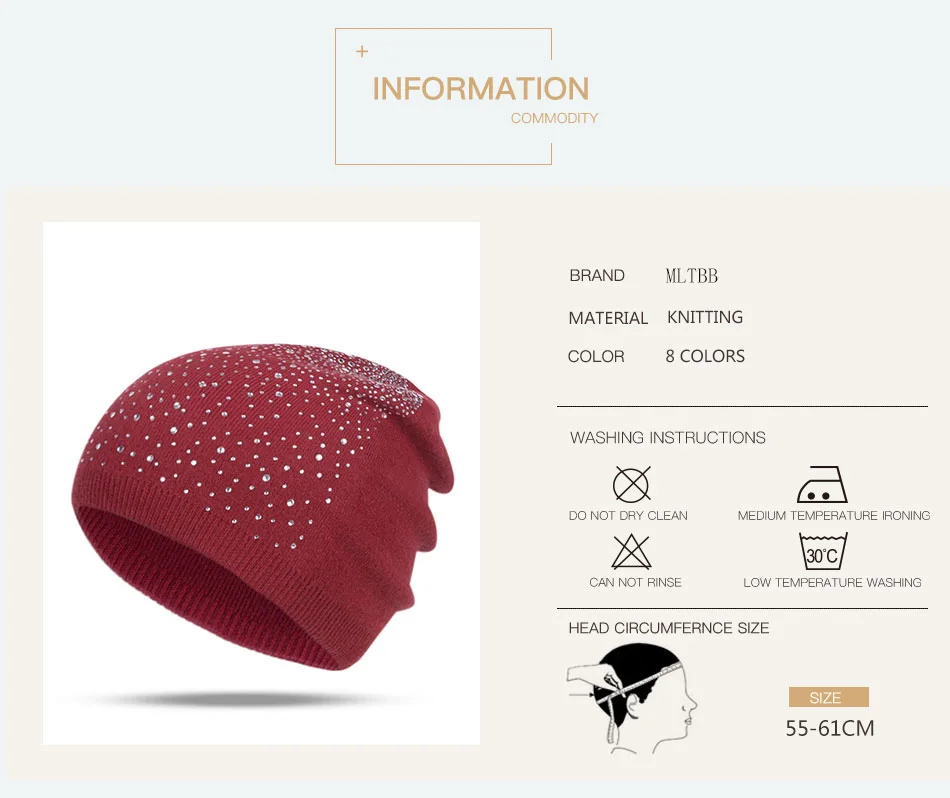 Winter Hats For Women Knitted Warm Hat Cap Female Beanies Thickening Knit Cap Skully Hats For Women Outdoor hard hat