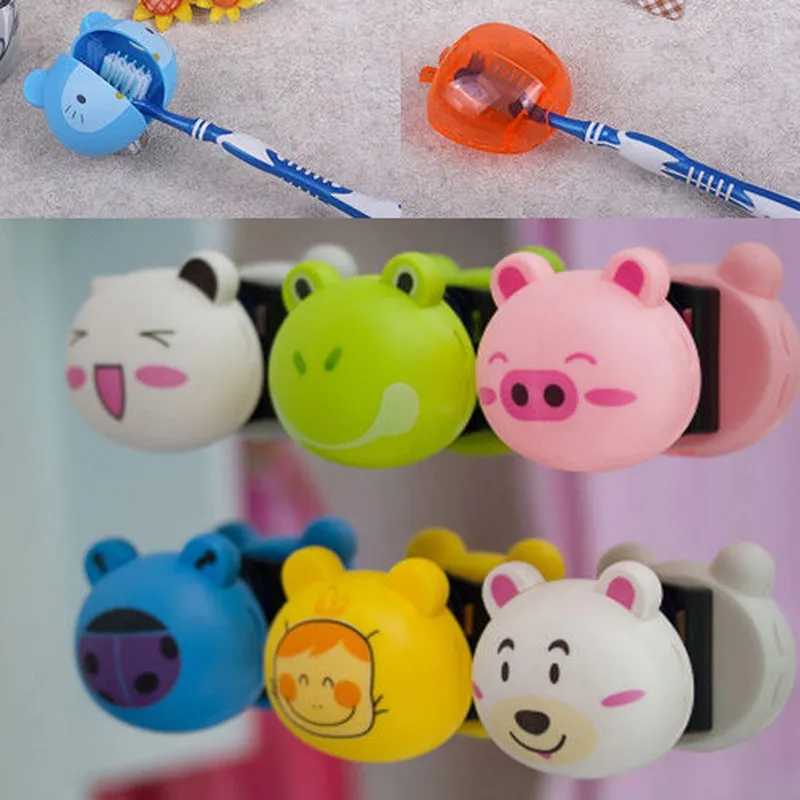 2 Pieces Lovely Cartoon Toothbrush Holder Eco Friendly Cute Mini Animal