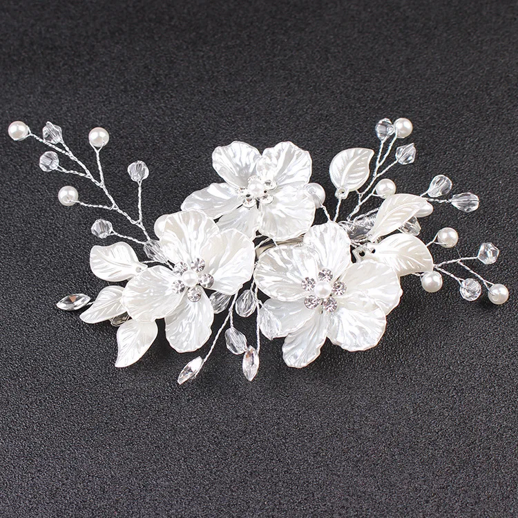 

Le Liin Bridal Crystal Pearl Flower Hair Clip Floral Style Barrette Bride Hair Jewelry Bridesmaid Wedding Hair Accessories
