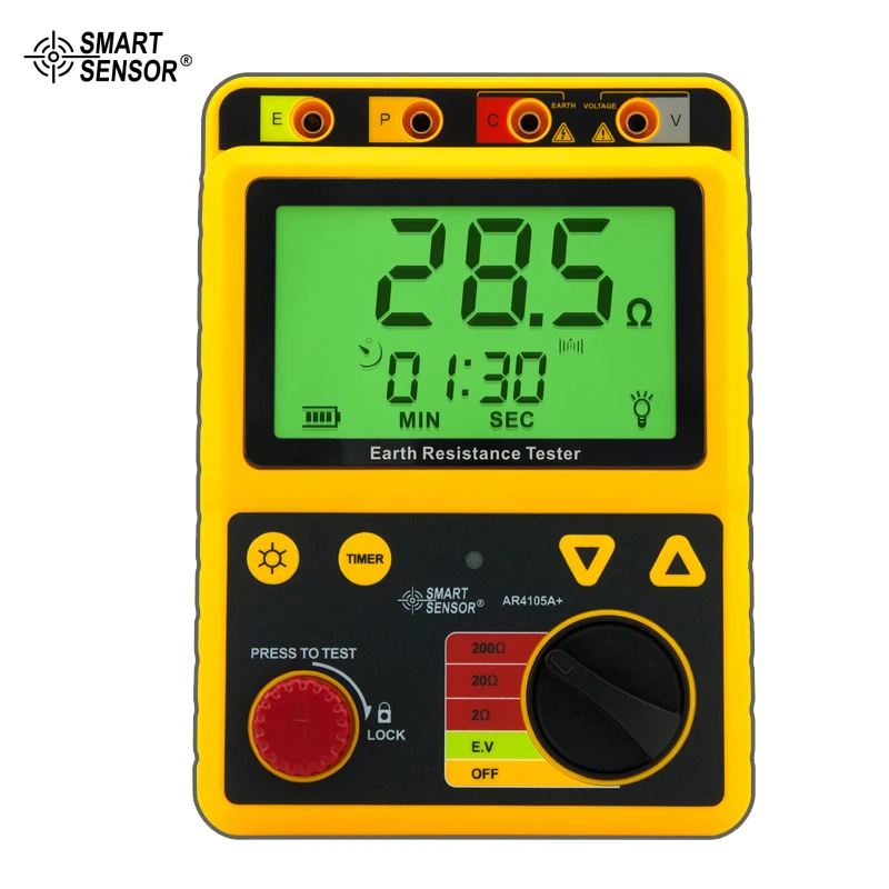 Smart Sensor AR4105A Digital Earth Ground Resistance Meter Tester Range 0 200 Ohm 2 3Lines