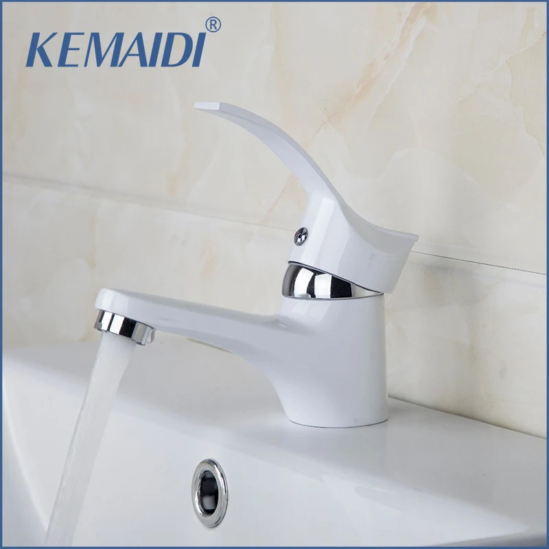 KEMAIDI Special White Painting Bathroom Sinks Tap Deck Mounted Single