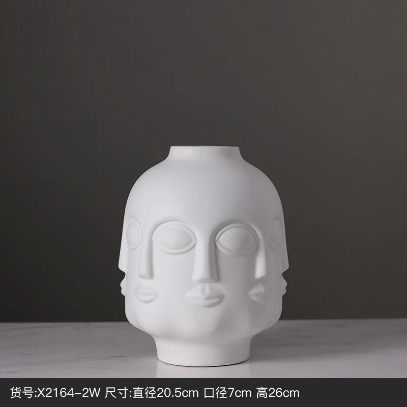 Креативная белая керамическая ваза для лица в скандинавском стиле, настольная матовая маусика для людей, модель для лица, орнамент, портретная Цветочная ваза для украшения интерьера - Цвет: C