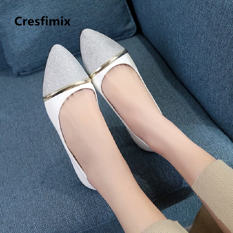 Cresfimix sapatos femininas women fashion silver office flat shoes lady casual comfortable slip on shoes female cool shoes a737 женские блузки и рубашки cool fashion 2015 roupas blusas femininas tcb0024