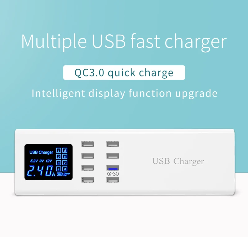 Quick Charge 3.0 USB Charger Station Led Display Fast USB Power Adapter (2)