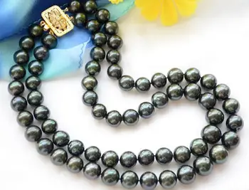 

song voge gem nanJ1774 2strands ROUND BLACK Freshwater cultured PEARL NECKLACE