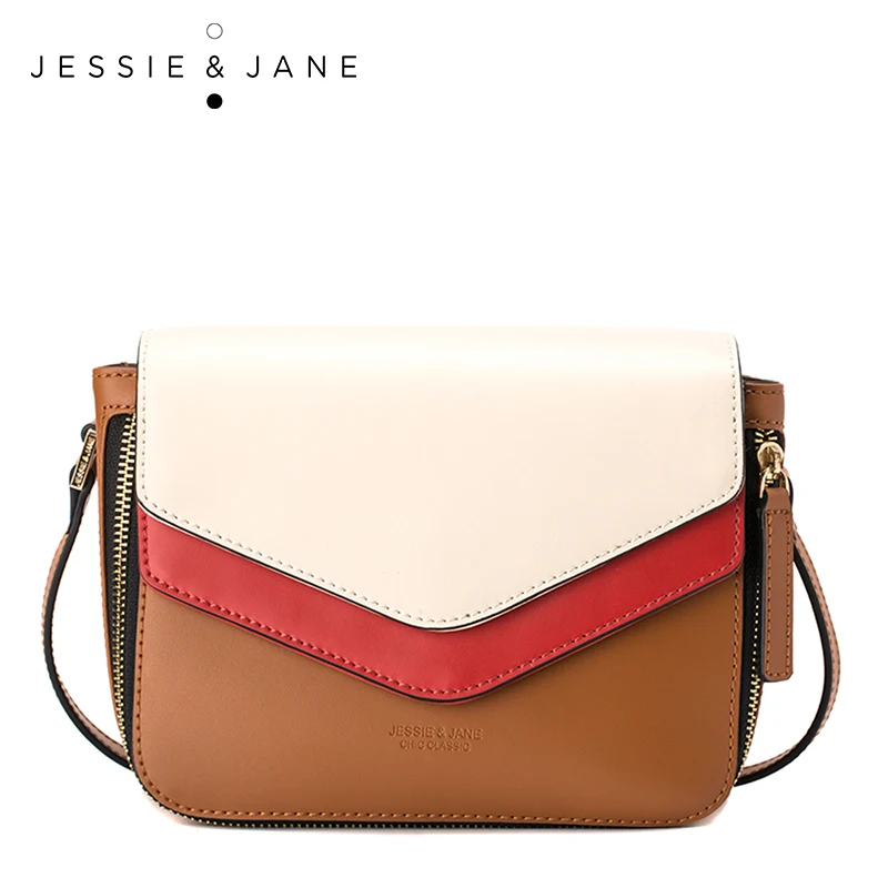 ДЖЕССИ и ДЖЕЙН Женщины Хит Цвет Двойной Молнии Обложка 2016 Весна Посланник Кожаная Сумка сплит мешок