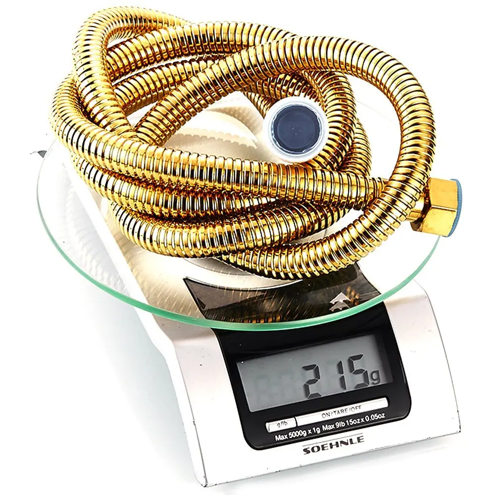 

New 1.5 m Stainless Steel Hi Flow Double Interlock Shower Hose - Gold Effect