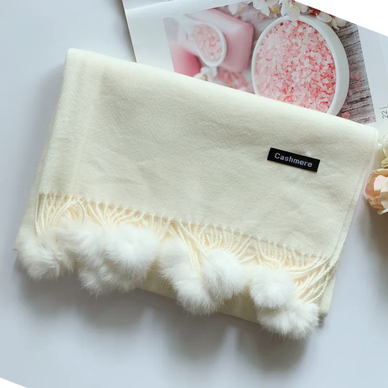 Cassic Autumn Winter scarves female long warp shawl Oversize women ladies scarf fashion Dot Hair ball Cashmere Pashmina muffler