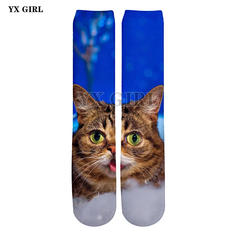 Новый Лидер продаж 3D печать для женщин мужчин носки для девочек брендовый Носок Мода унисекс милые носки кошка женский Забавный Длинные